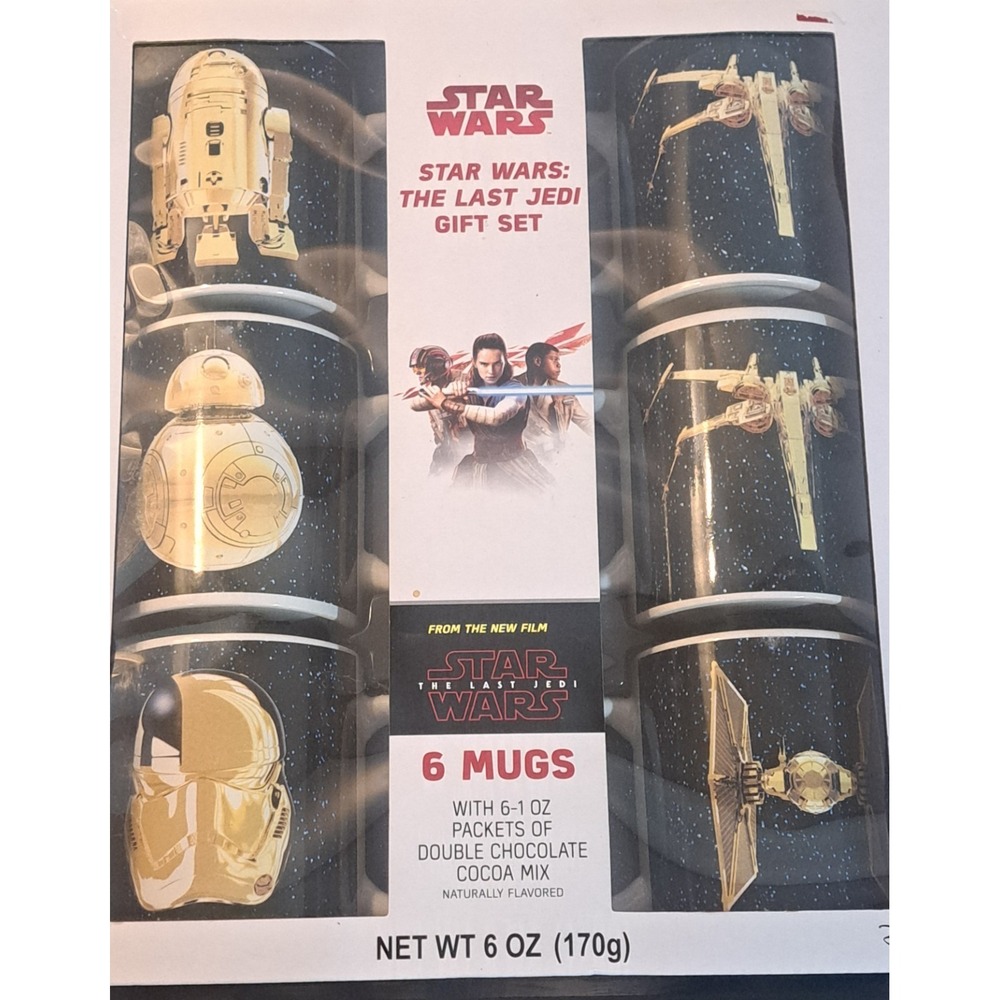 Star Wars The Last Jedi 6 Mug Gift Set Collectible Cups Box No Cocoa NEW